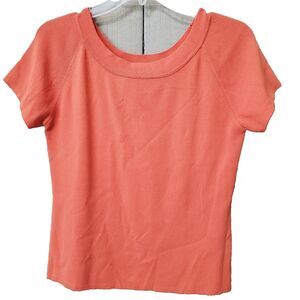 J.A.C. Orange Round Neck Short Sleeve Knit Stretch Blouse Size Extra Large XL